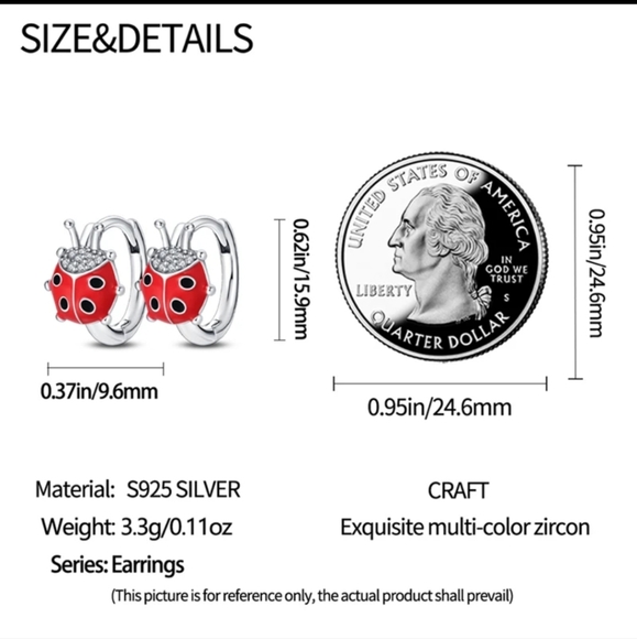 Lady Bug 🐞Sterling Silver Earrings - Picture 6 of 6